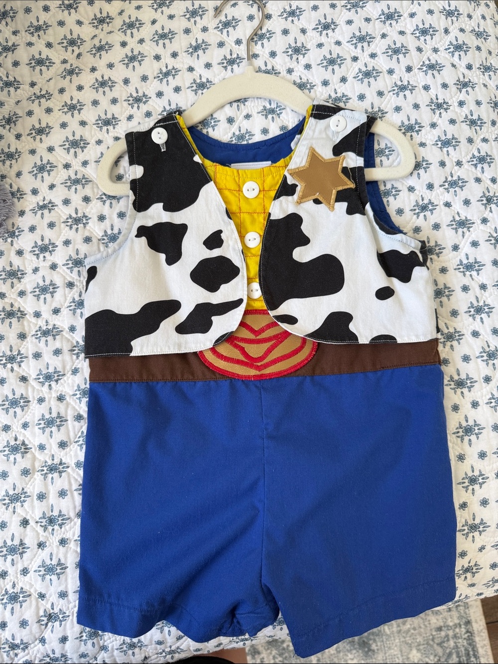 Cow Print & Blue Kids Romper with Star Accent